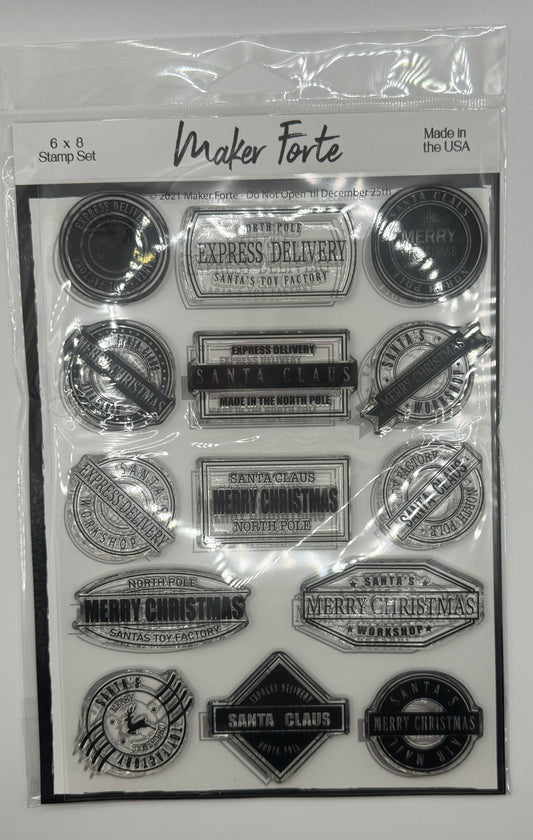 Do Not Open ’Til December 25th Stamp Set 6x8 | Vintage Christmas Postmark & Santa Delivery Stamps | Made in USA