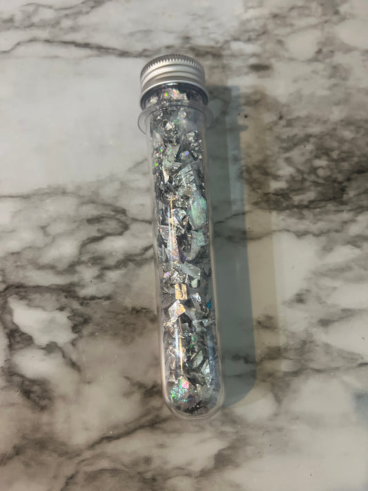 Shimmer Shards – On a Dime (Silver Mylar Flakes, 45ml Test Tube)