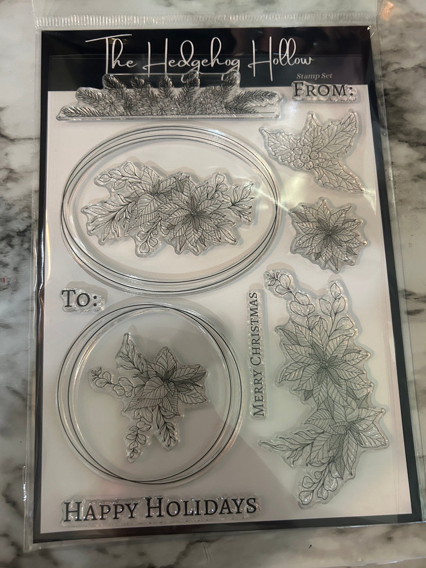 Poinsettia Wreath Builder – 6x8 Stamp Set (Photopolymer, Made in USA)