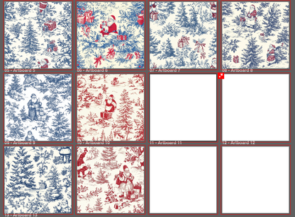 Red Toile Paper Pack – 24 Sheets (Double-Sided, 8.5" x 11")