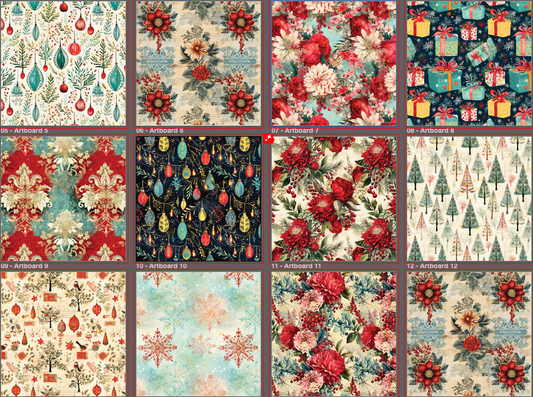 Modern Christmas Paper Pack – 12 Sheets (Double-Sided, 8.5" x 11")