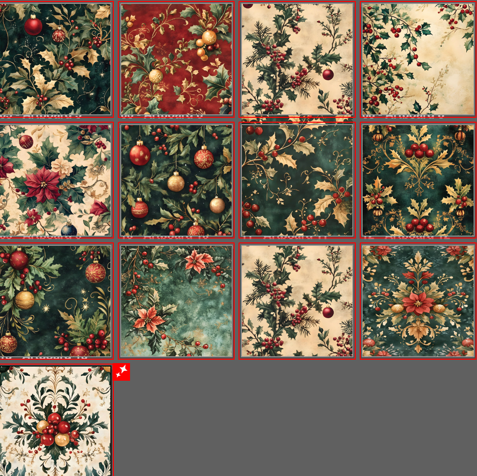 Holly & Ivy Paper Pack – 24 Sheets (Double-Sided, 8.5" x 11")