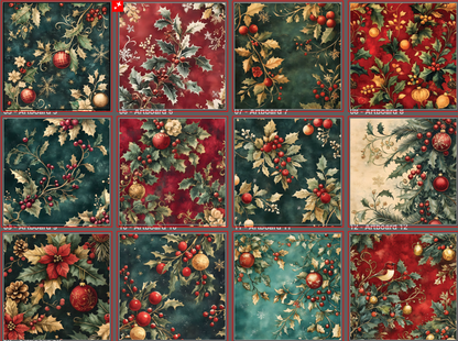 Holly & Ivy Paper Pack – 24 Sheets (Double-Sided, 8.5" x 11")