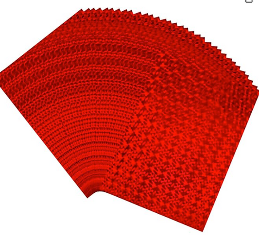Cut Ruby Toner Reactive Foil – Red Holographic | 8.5" × 11" (5 Sheets)
