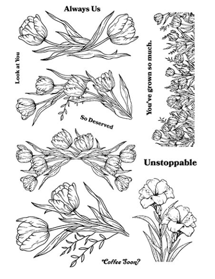 Soft but Strong Photopolymer Stamp Set – Encouraging Floral Cardmaking Stamps (6x8) | Hedgehog Hollow