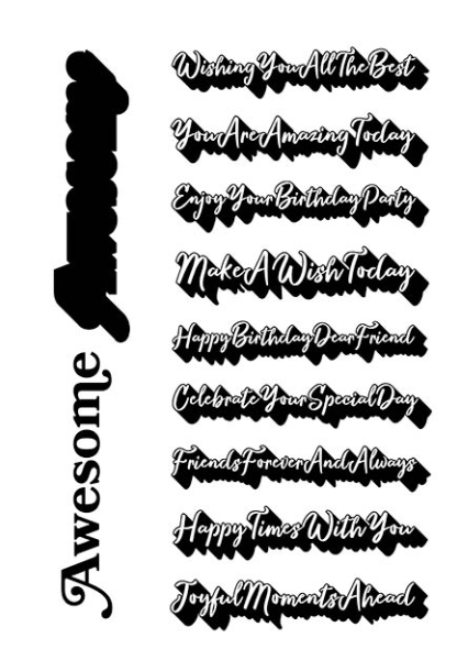 3D Sentiments Photopolymer Stamp Set – Layered Shadow Greeting Stamps (6x8) | Hedgehog Hollow