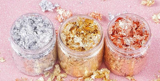 Metallic Foil Flakes – Gold, Silver or Copper (9g Jar) | Resin, Cardmaking & Mixed Media | Hedgehog Hollow