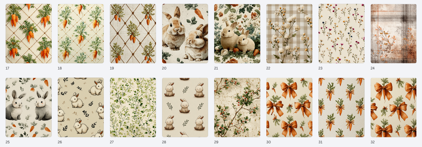 What’s Up Carrot? Rustic Bunny & Carrot Paper Pack – Easter & Spring A2 Card Panels – Farmhouse Bunny Cardmaking Paper – Hedgehog Hollow