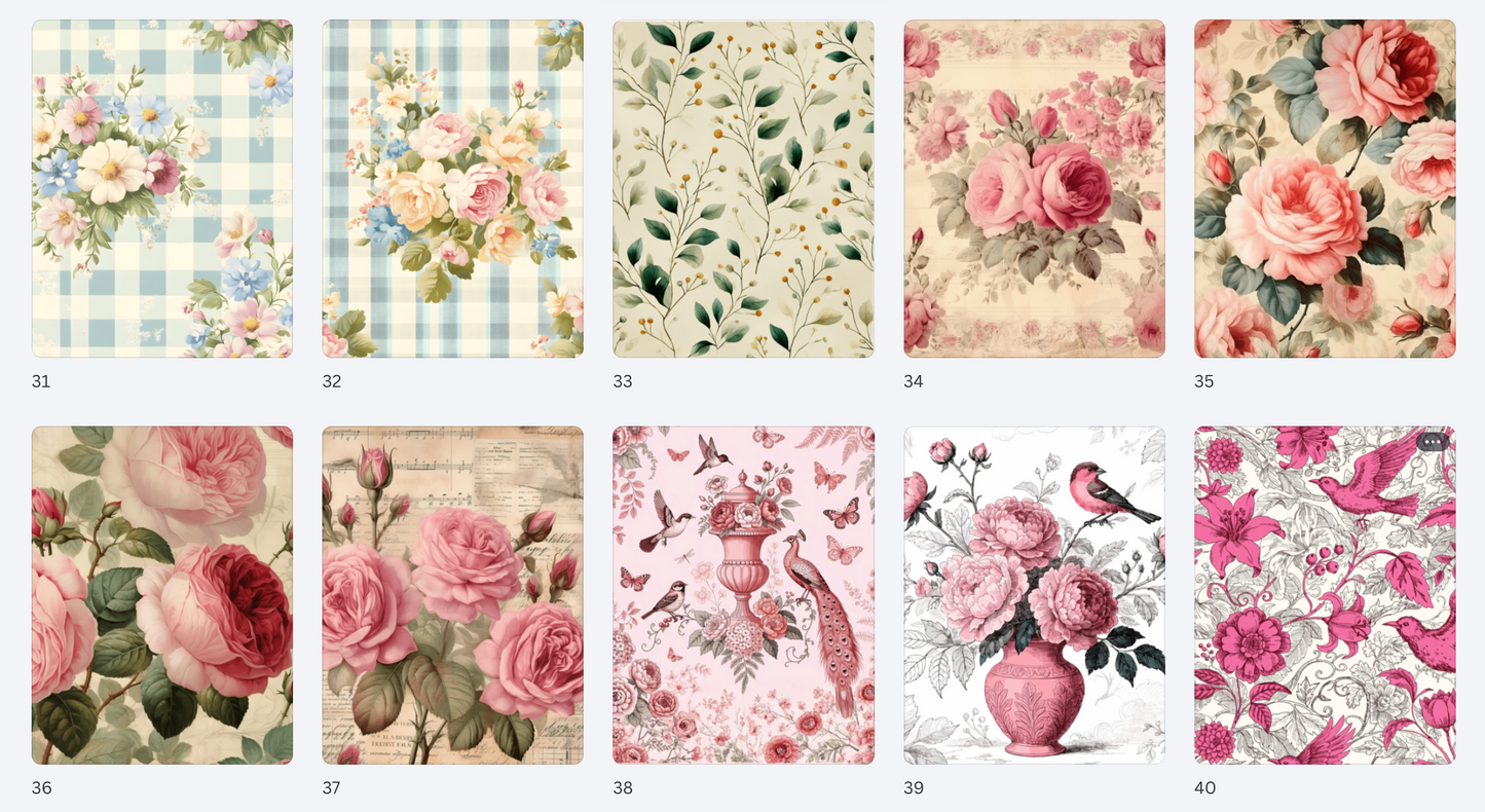 Garden Party Elegant Floral Paper Pack – Vintage Rose & Botanical Cardmaking Paper – Spring & Mother’s Day Craft Paper – Hedgehog Hollow