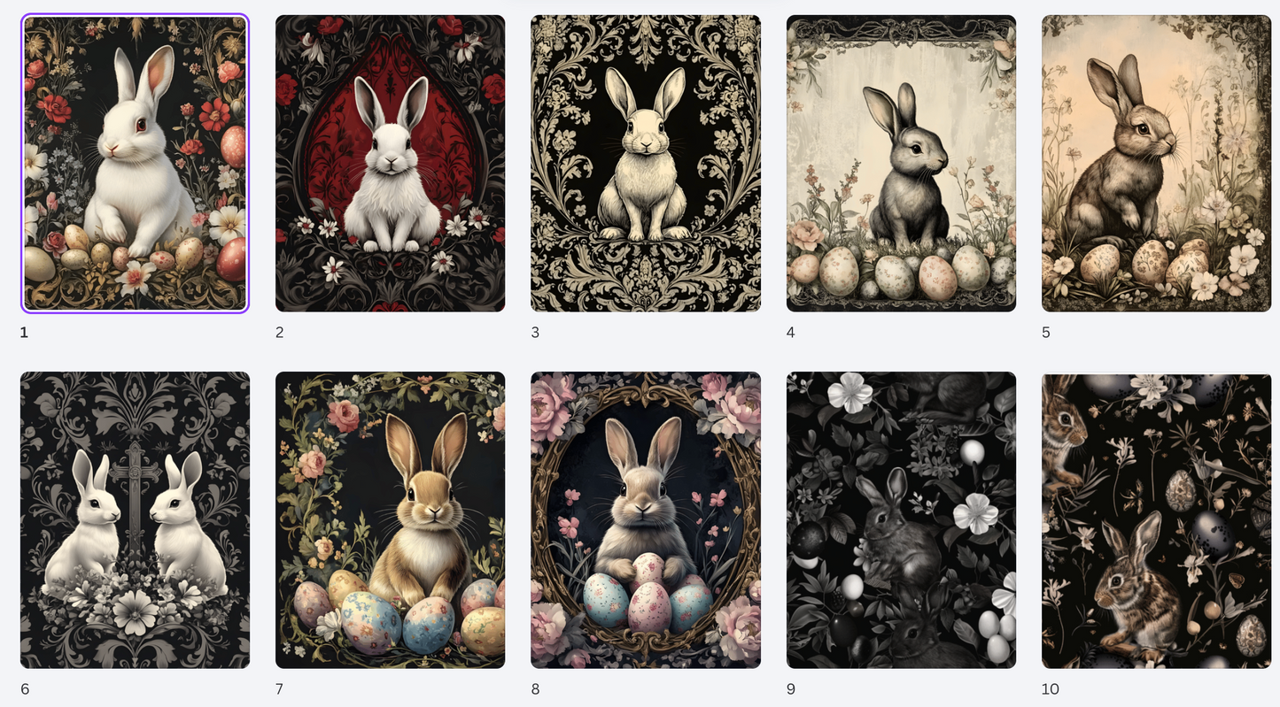 Easter in Wonderland Gothic Paper Pack – Dark Botanical Bunny & Easter Egg Cardmaking Paper – Alice Inspired Spring Craft Paper – Hedgehog Hollow