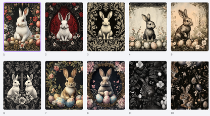Easter in Wonderland Gothic Paper Pack – Dark Botanical Bunny & Easter Egg Cardmaking Paper – Alice Inspired Spring Craft Paper – Hedgehog Hollow