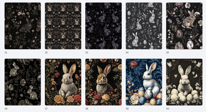 Easter in Wonderland Gothic Paper Pack – Dark Botanical Bunny & Easter Egg Cardmaking Paper – Alice Inspired Spring Craft Paper – Hedgehog Hollow